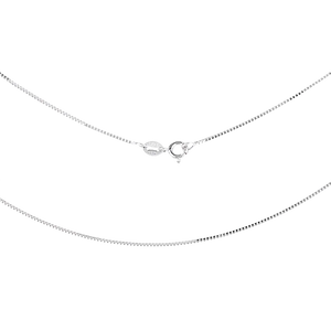 Silver chain necklace on a white background