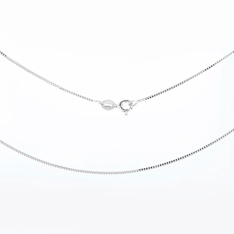 Silver chain necklace on a white background