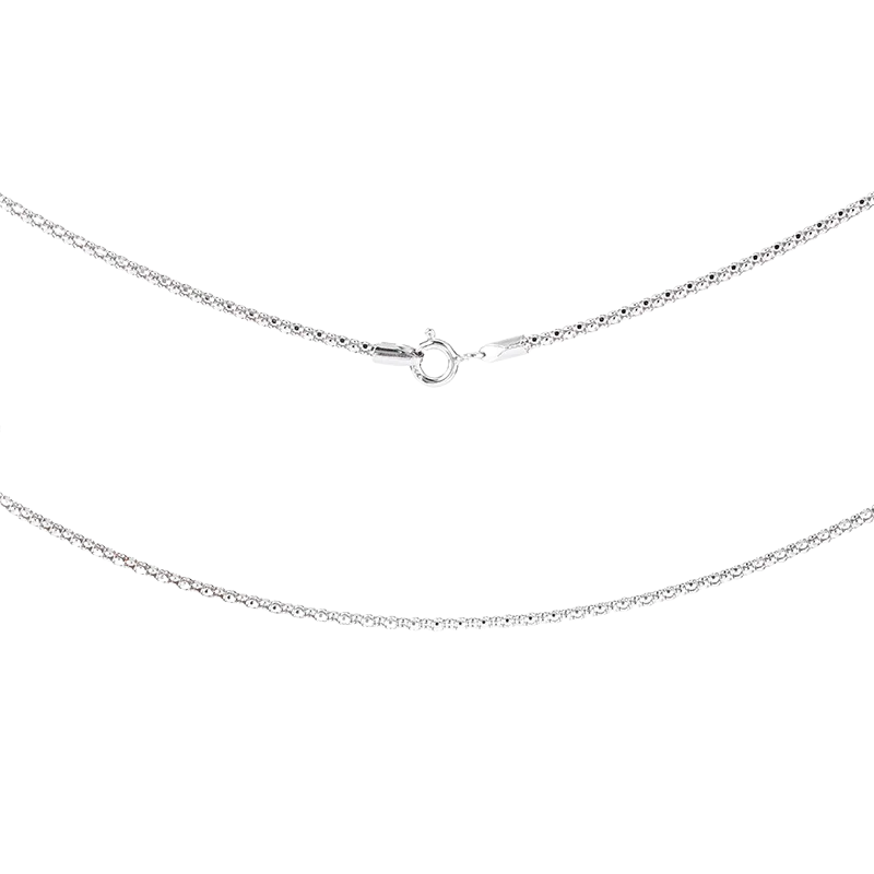 Silver chain necklace on a white background