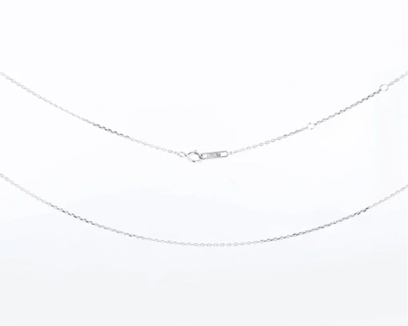 Silver chain necklace on a white background