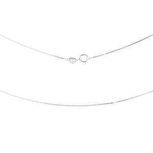 Silver chain necklace on a white background