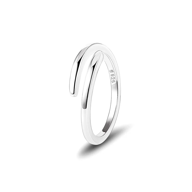 Silver Variant: Aurilyn Spiral Twist Ring in 925 sterling silver with rhodium plating, adjustable twist design, hypoallergenic and hand-finished