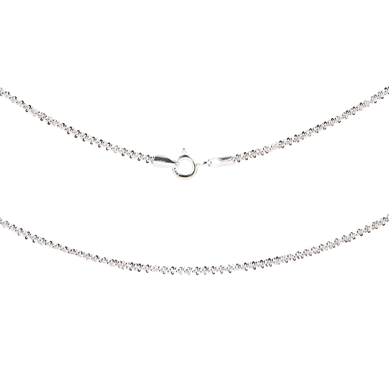 Silver chain necklace on a white background