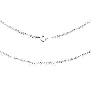Silver chain necklace on a white background