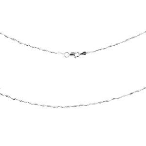 Silver chain necklace on a white background