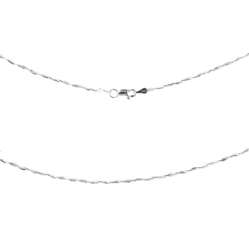 Silver chain necklace on a white background