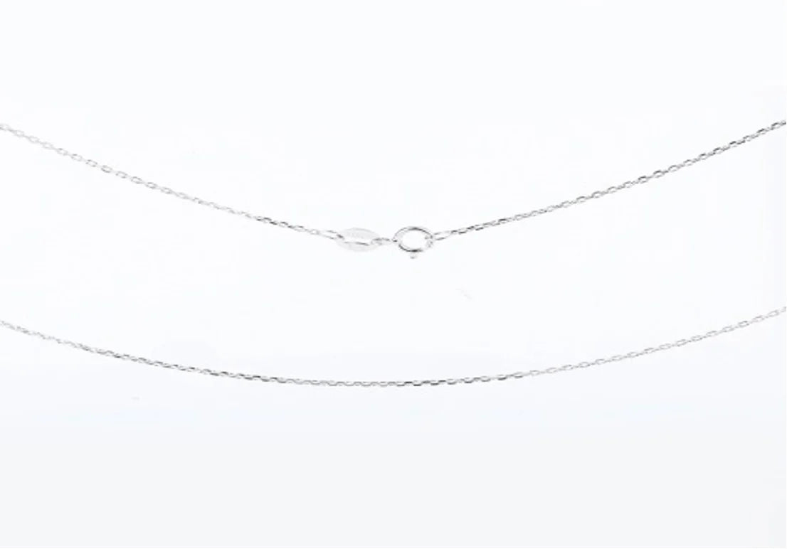 Silver chain necklace on a white background