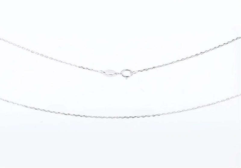 Silver chain necklace on a white background
