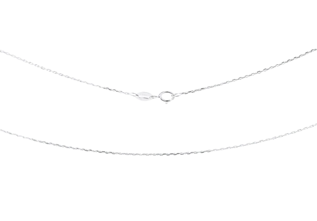 Silver chain necklace on a white background