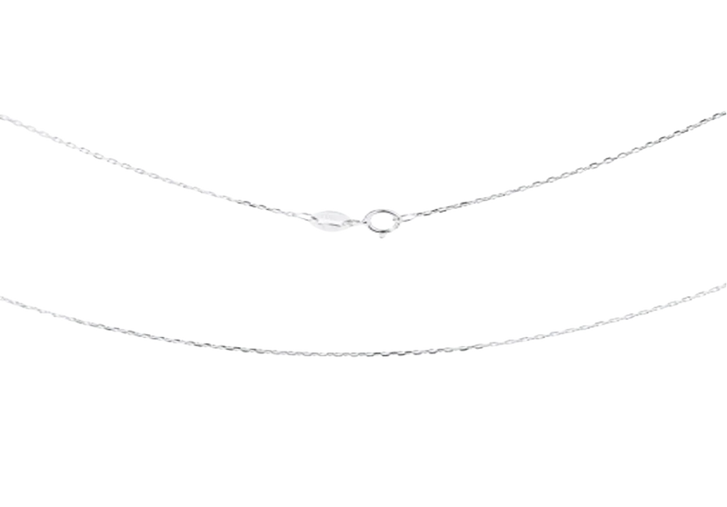 Silver chain necklace on a white background