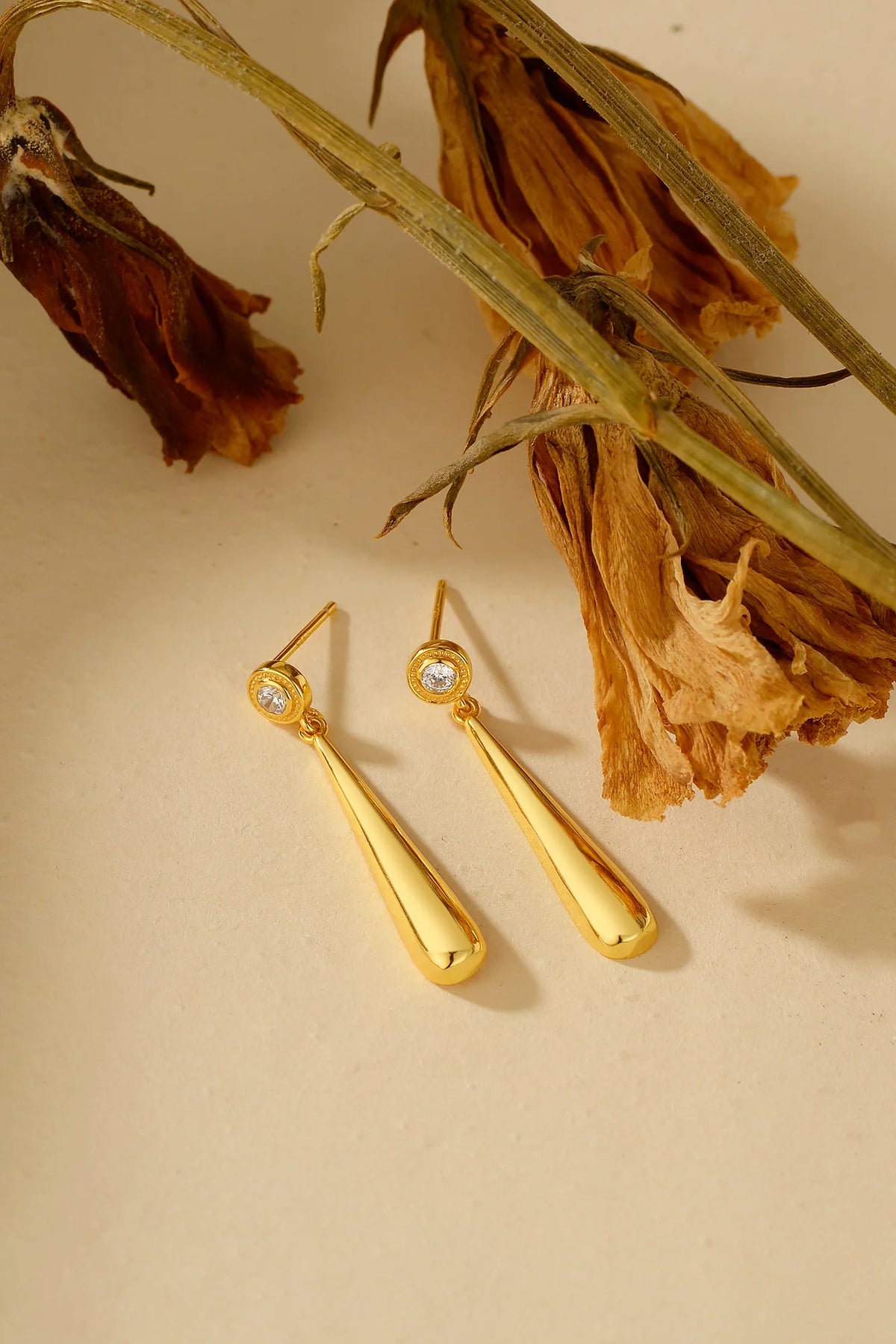 Teardrop Bezel Dangle Earrings