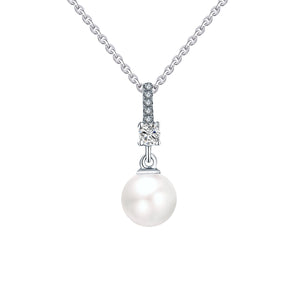 Classic Pearl Drop Bar Pendant, freshwater pearl 925 silver — Aurilyn