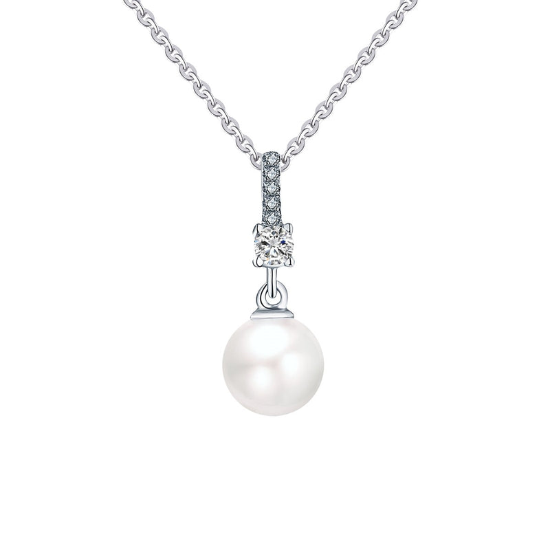 Classic Pearl Drop Bar Pendant, freshwater pearl 925 silver — Aurilyn