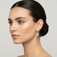 Baguette CZ Drop Hoop Earrings