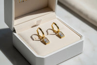 Baguette CZ Drop Hoop Earrings
