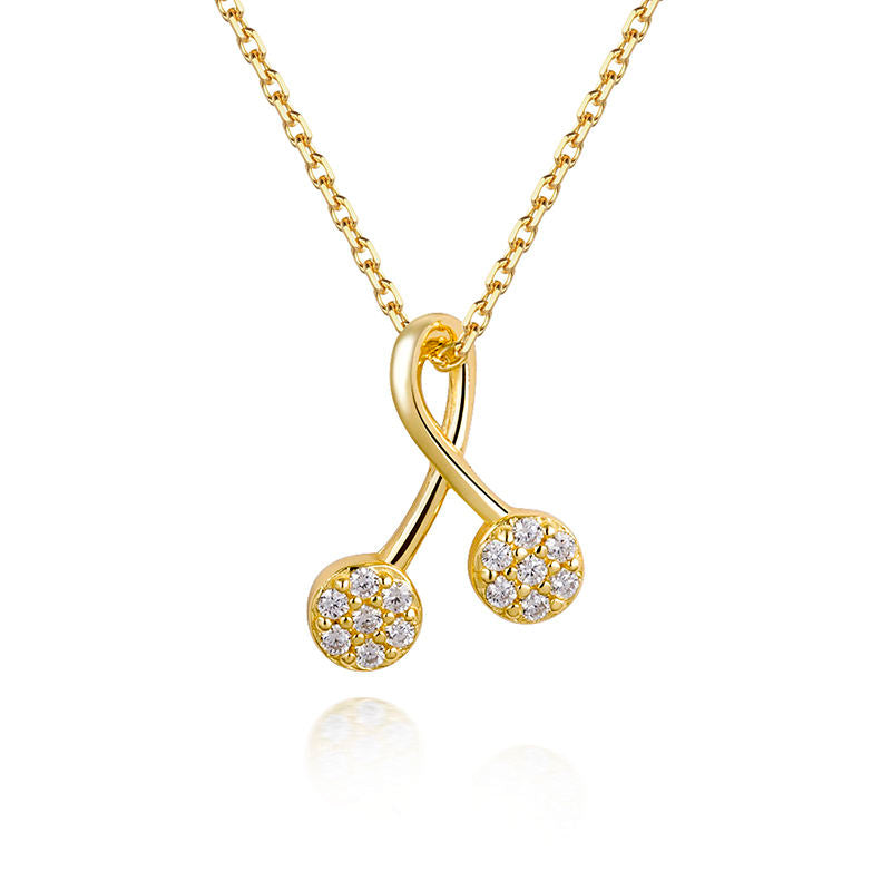 Cherry Pave Pendant Necklace with CZ, 925 sterling silver — Aurilyn