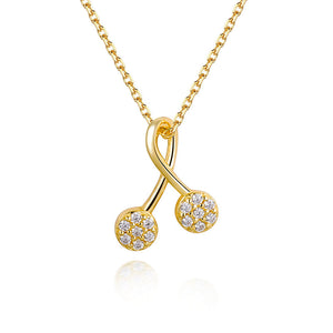 Cherry Pave Pendant Necklace with CZ, 925 sterling silver — Aurilyn