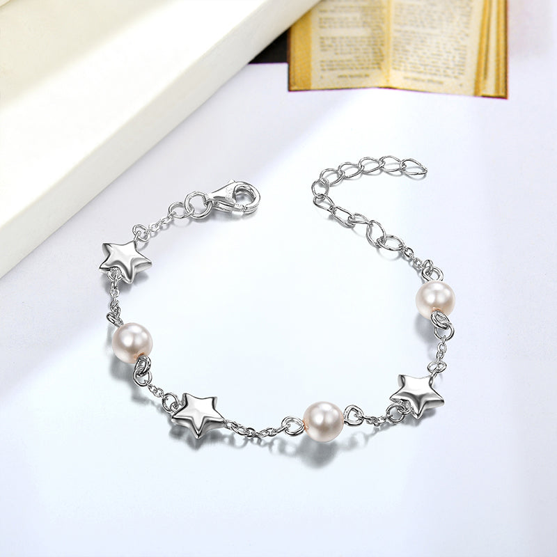 Aurilyn Star & Pearl Station Bracelet