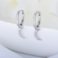 Crescent Moon Drop Hoop Earrings