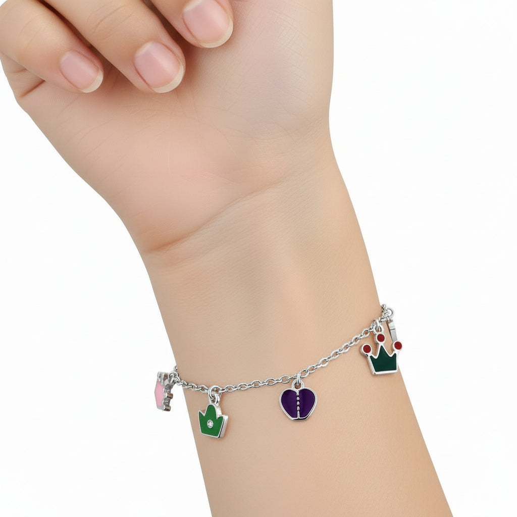 Bracelet with colorful charms on a white background