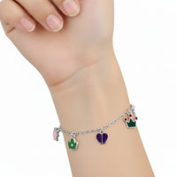 Bracelet with colorful charms on a white background