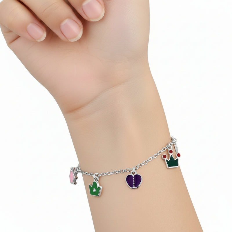 Bracelet with colorful charms on a white background