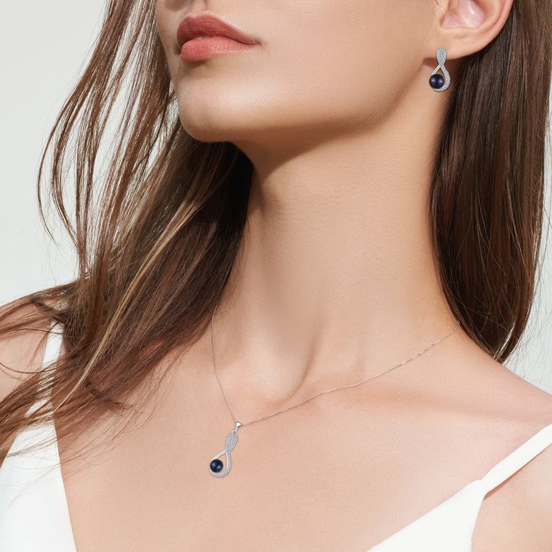 Aurilyn Black Pearl Infinity Twist Pendants