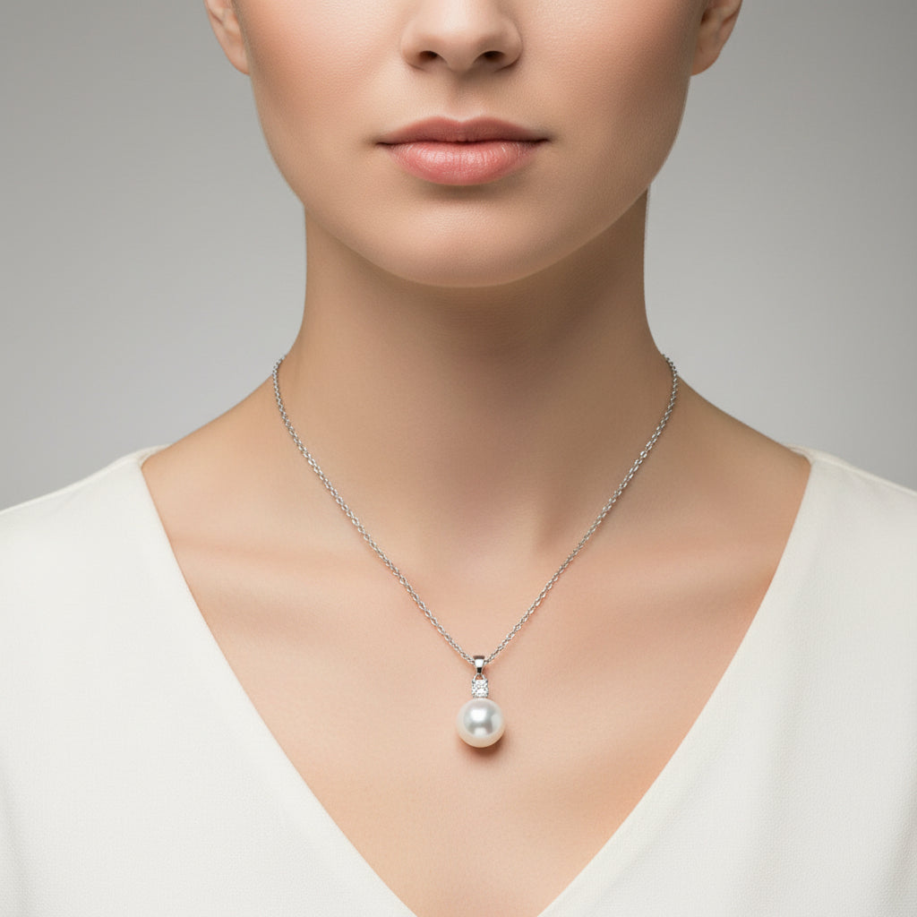 Aurilyn Solitaire Pearl Drop Pendant