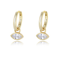 Marquise CZ Drop Hoop Earrings, gold plated 925 silver — Aurilyn