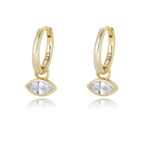 Marquise CZ Drop Hoop Earrings, gold plated 925 silver — Aurilyn