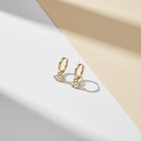 Marquise CZ Drop Hoop Earrings