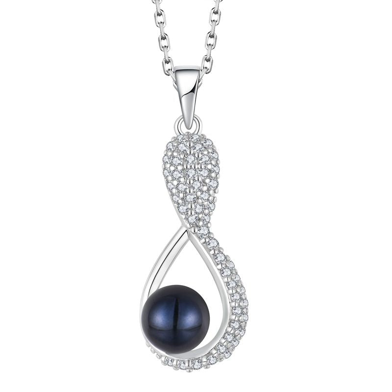 Black Pearl Infinity Twist Pendant, freshwater pearl — Aurilyn