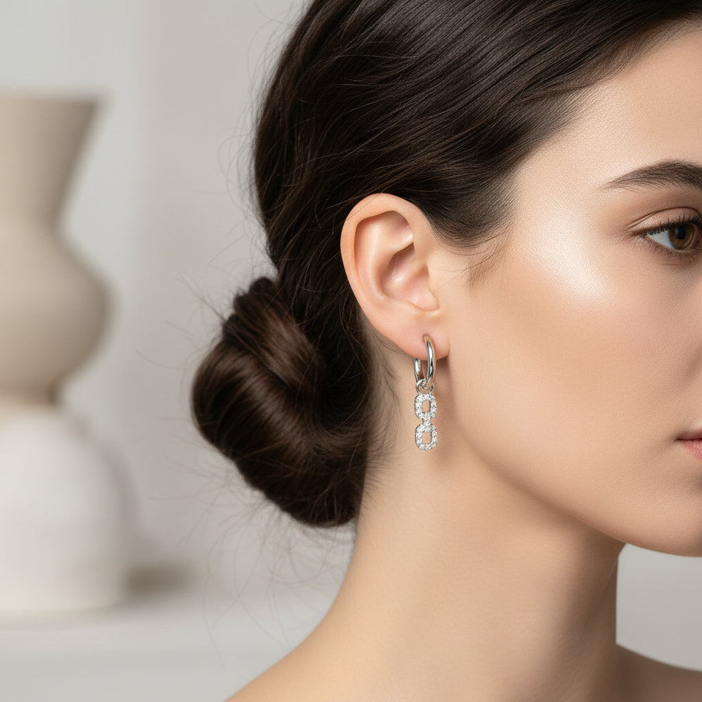 Double Link Dangle Hoop Earrings