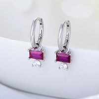 Ruby Red Drop Hoop Earrings