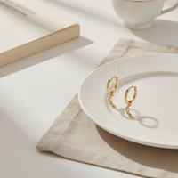 Crescent Moon Drop Hoop Earrings