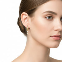 Crescent Moon Drop Hoop Earrings