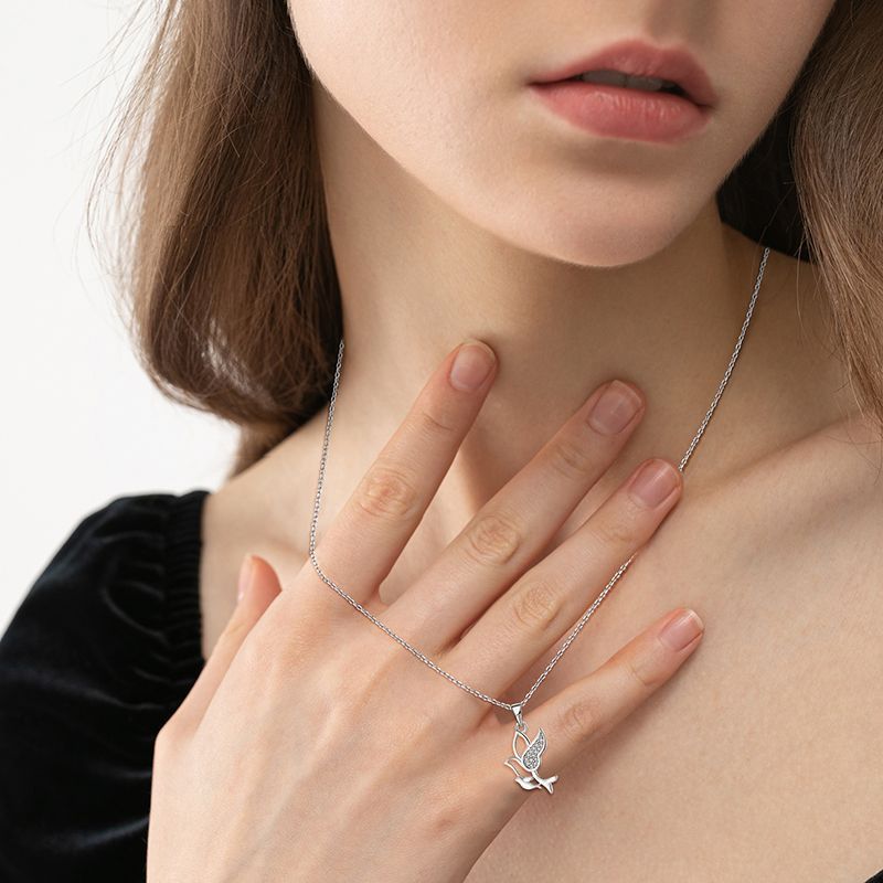 Aurilyn Love Birds CZ Wing Necklace