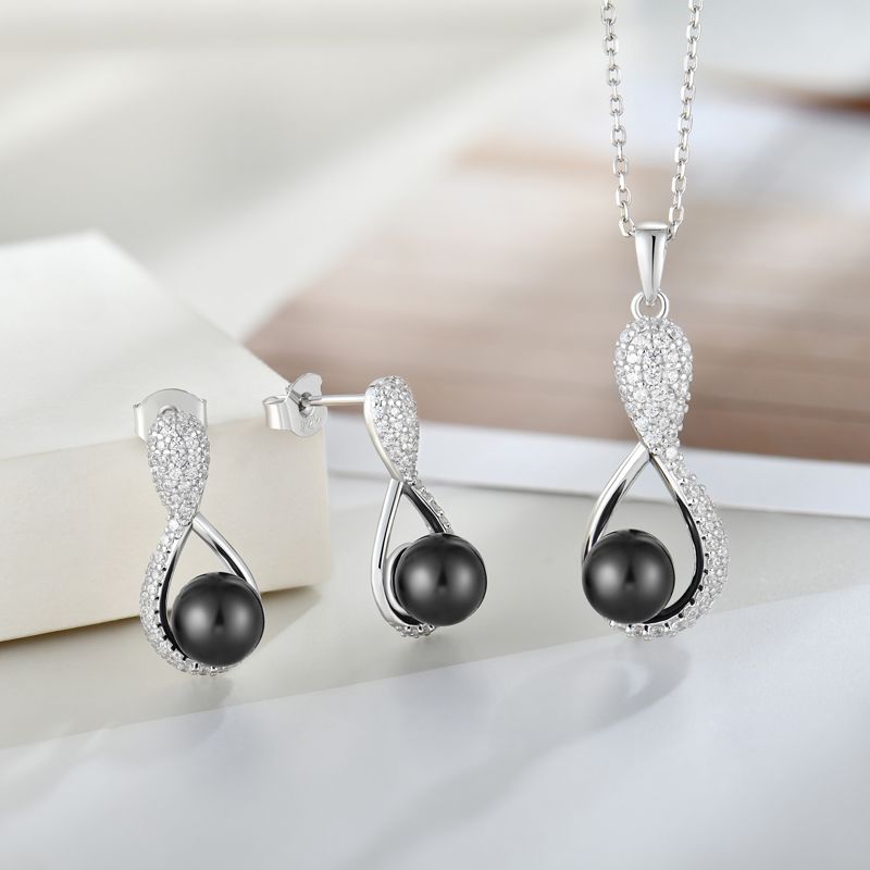 Aurilyn Black Pearl Infinity Twist Pendants