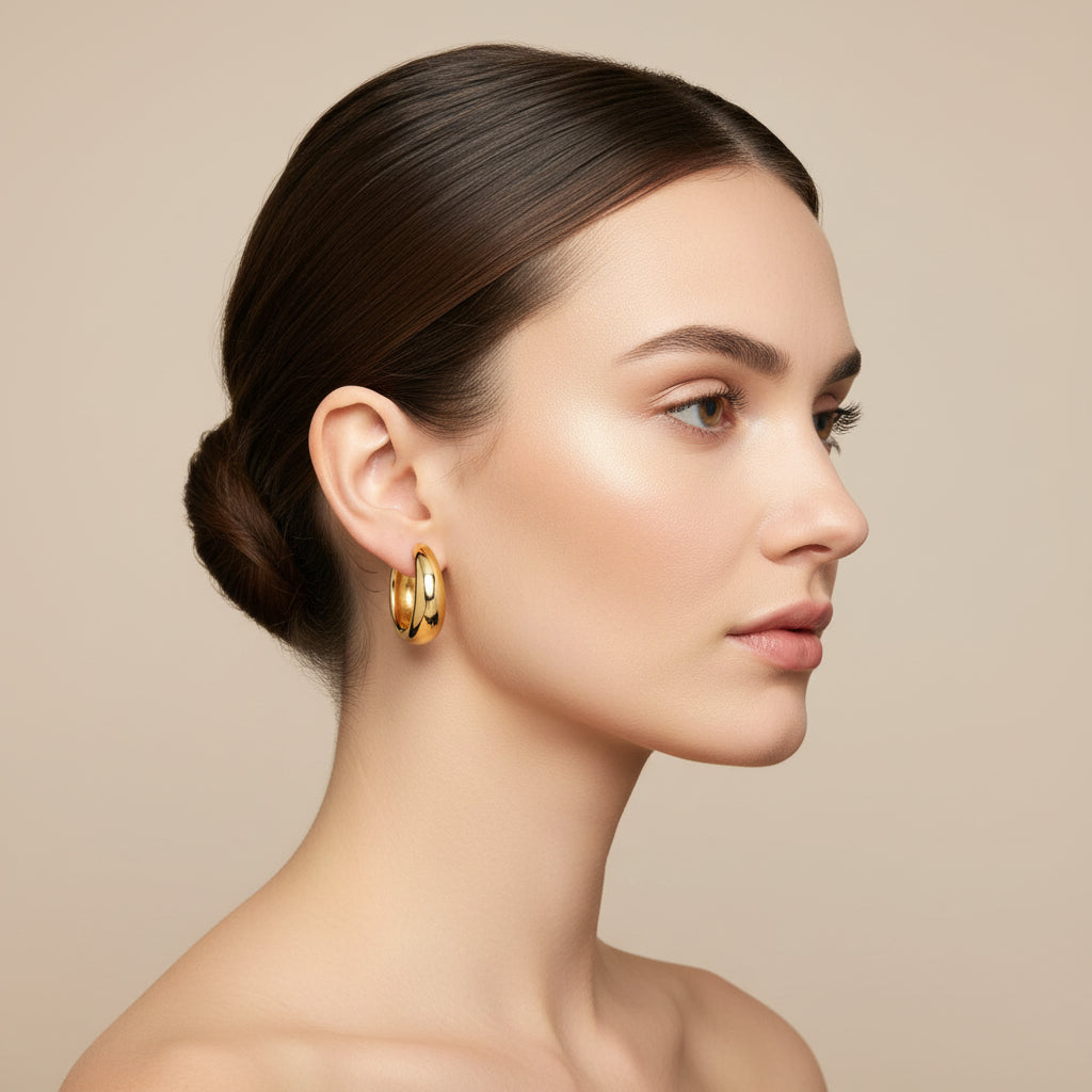 Aurilyn Chunky Puffed Huggie Hoop Earrings