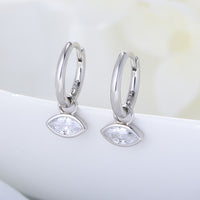 Marquise CZ Drop Hoop Earrings