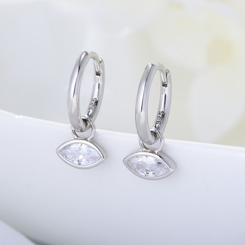 Marquise CZ Drop Hoop Earrings
