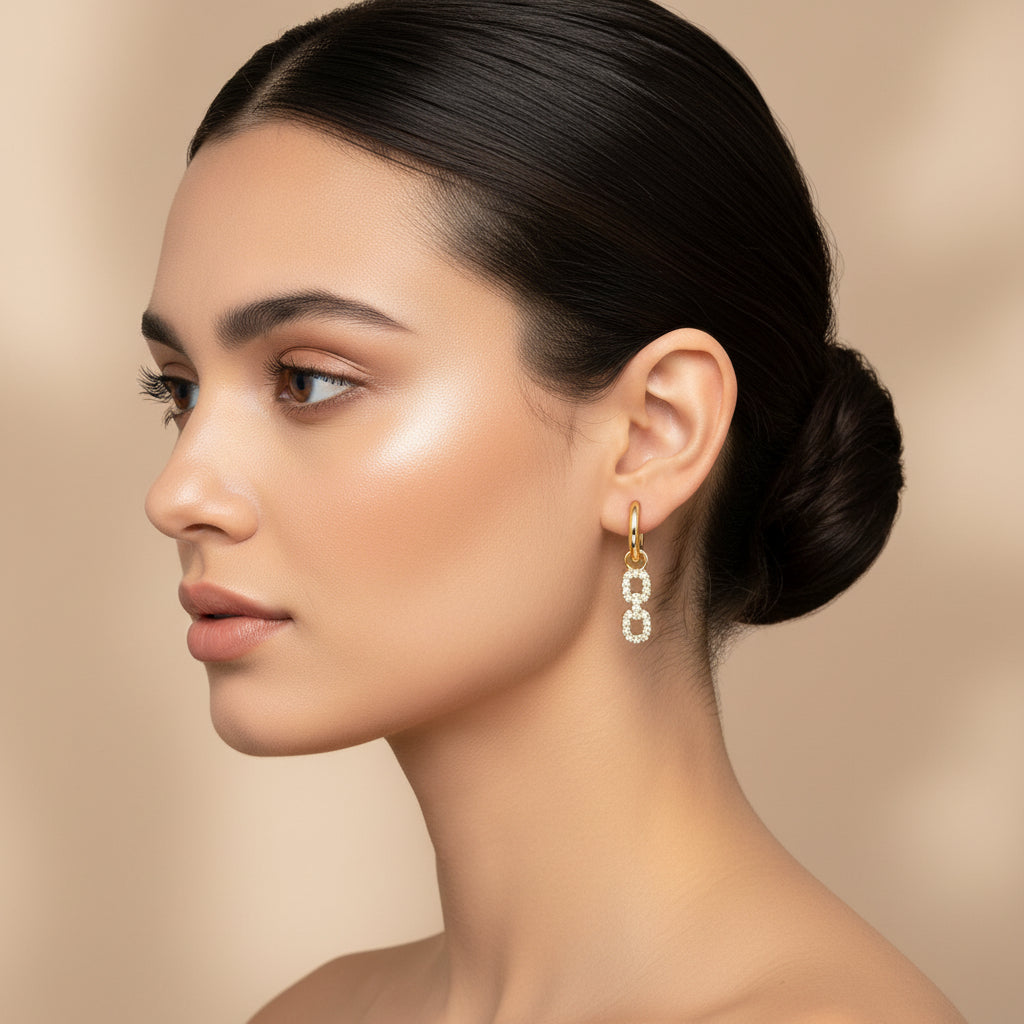 Aurilyn Double Link Dangle Hoop Earrings