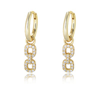 Double Link Dangle Hoop Earrings, gold plated 925 silver — Aurilyn