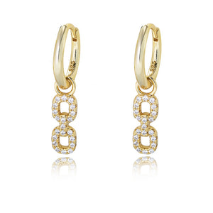 Double Link Dangle Hoop Earrings, gold plated 925 silver — Aurilyn