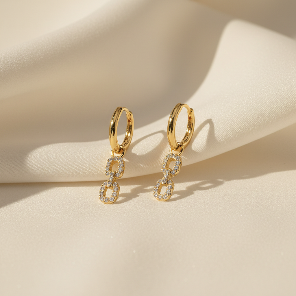 Double Link Dangle Hoop Earrings