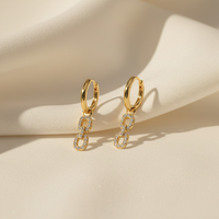 Double Link Dangle Hoop Earrings