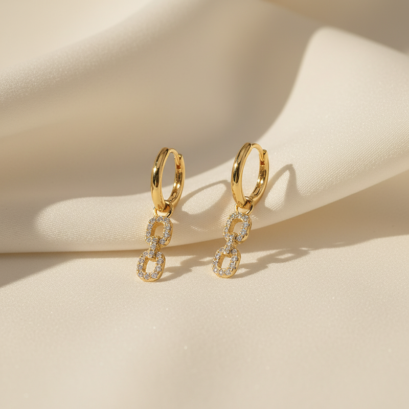 Double Link Dangle Hoop Earrings