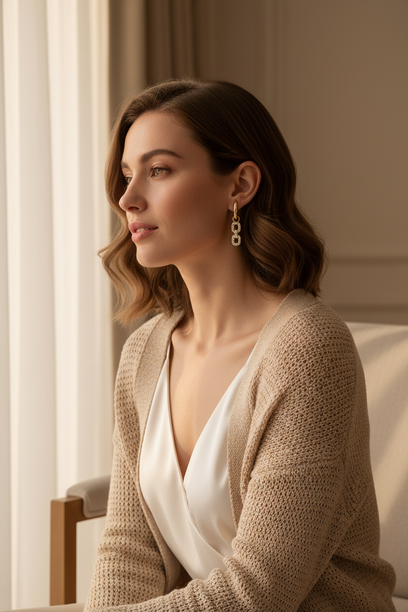 Double Link Dangle Hoop Earrings