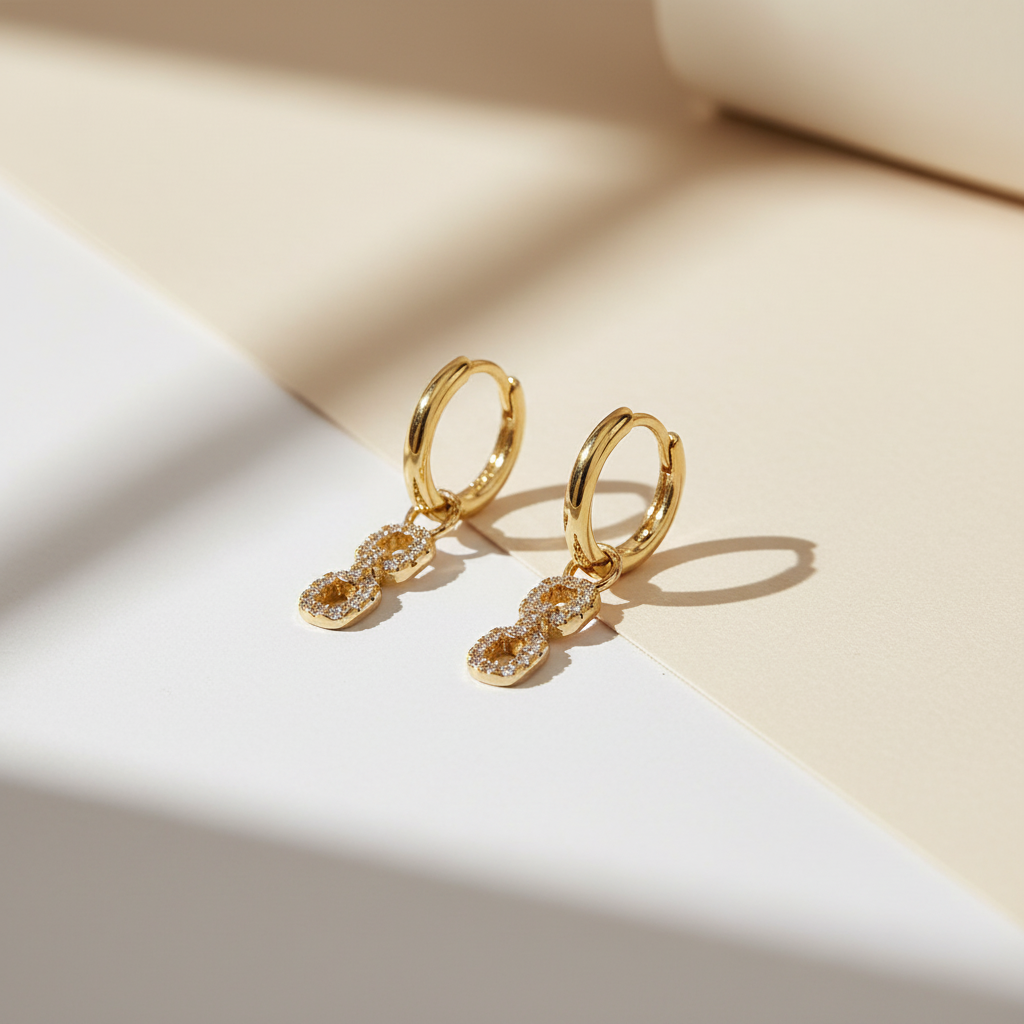Double Link Dangle Hoop Earrings