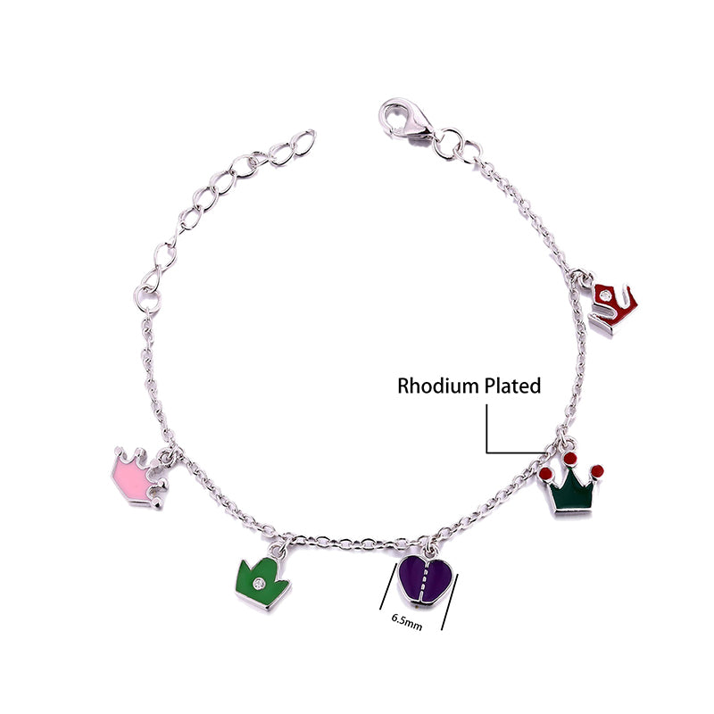Enamel Crown Charm Bracelet